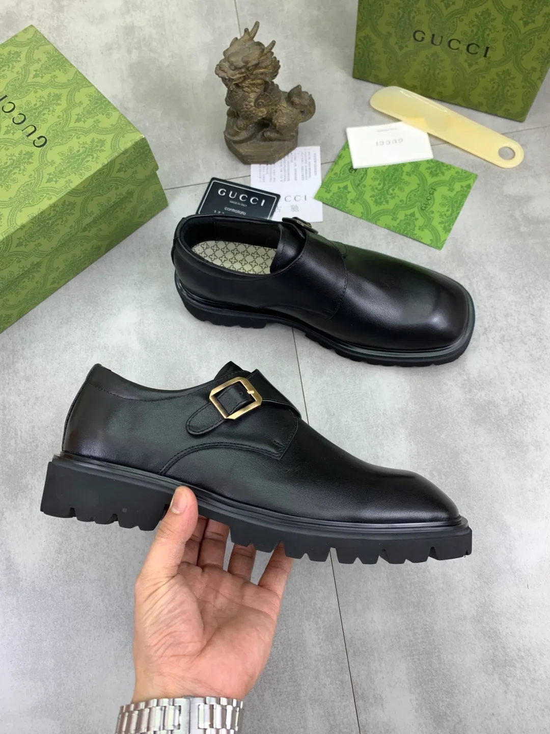 Men's Men's Shoes 💰P580 [New Style] 💰💎💎💎 [Gucci] GUCCI high-end men's formal business leather shoes, original order 1:1! Original imported high-end calfskin, original metal buckle, imported first-layer pigskin lining for feet, original high-end outsole, men's shoe size: 38-44